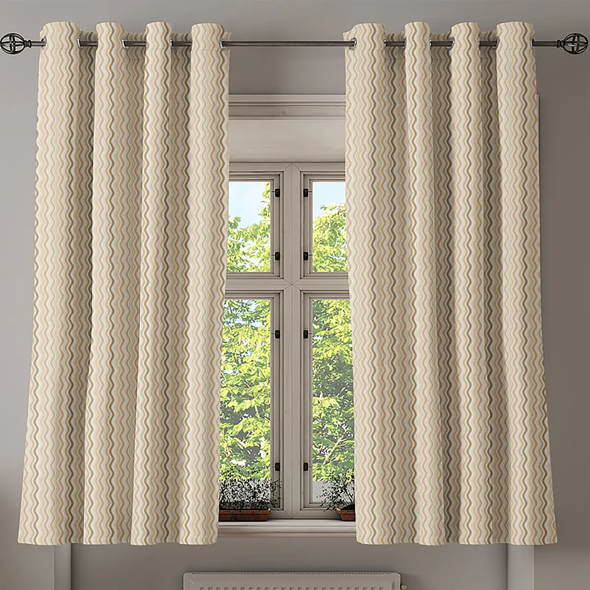 Ösenvorhang Waves 2er-Set 175cm Beige | Beige