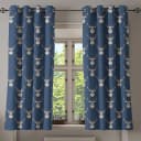 Ösenvorhang Hirsch 2er-Set 175cm Blau/Blau/Beige | Blau