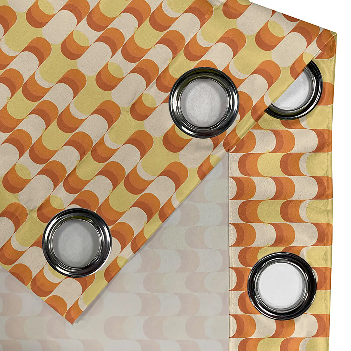 Ösenvorhang Retro Waves 2er-Set 225cm Orange/Gelb/Orange