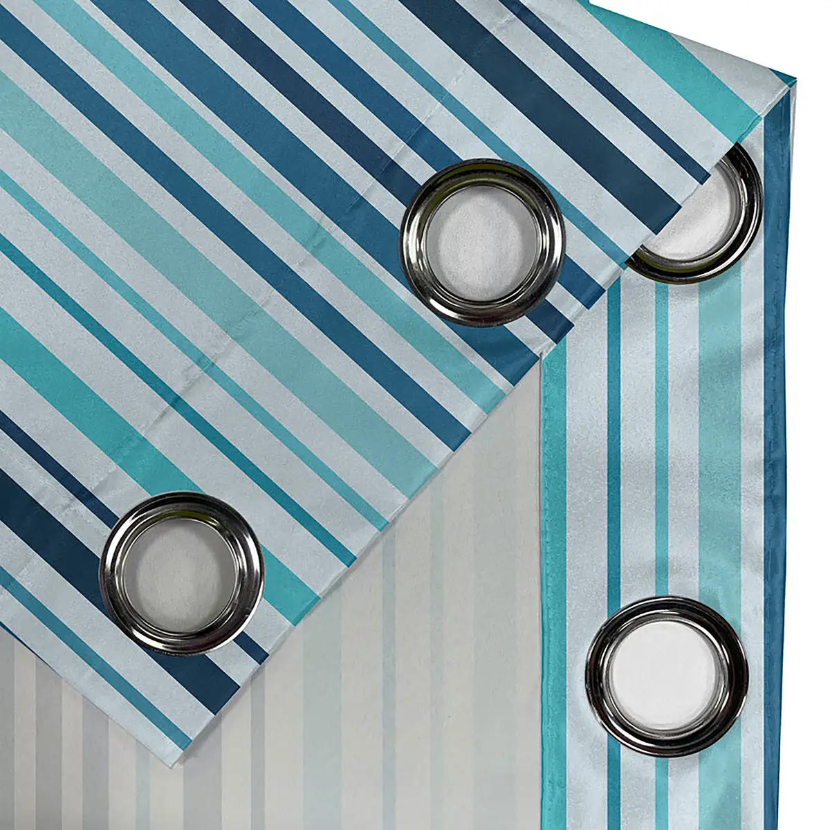 Ösenvorhang Stripes 2er-Set 225cm Blau/Hellblau/Dunkelblau | Blau