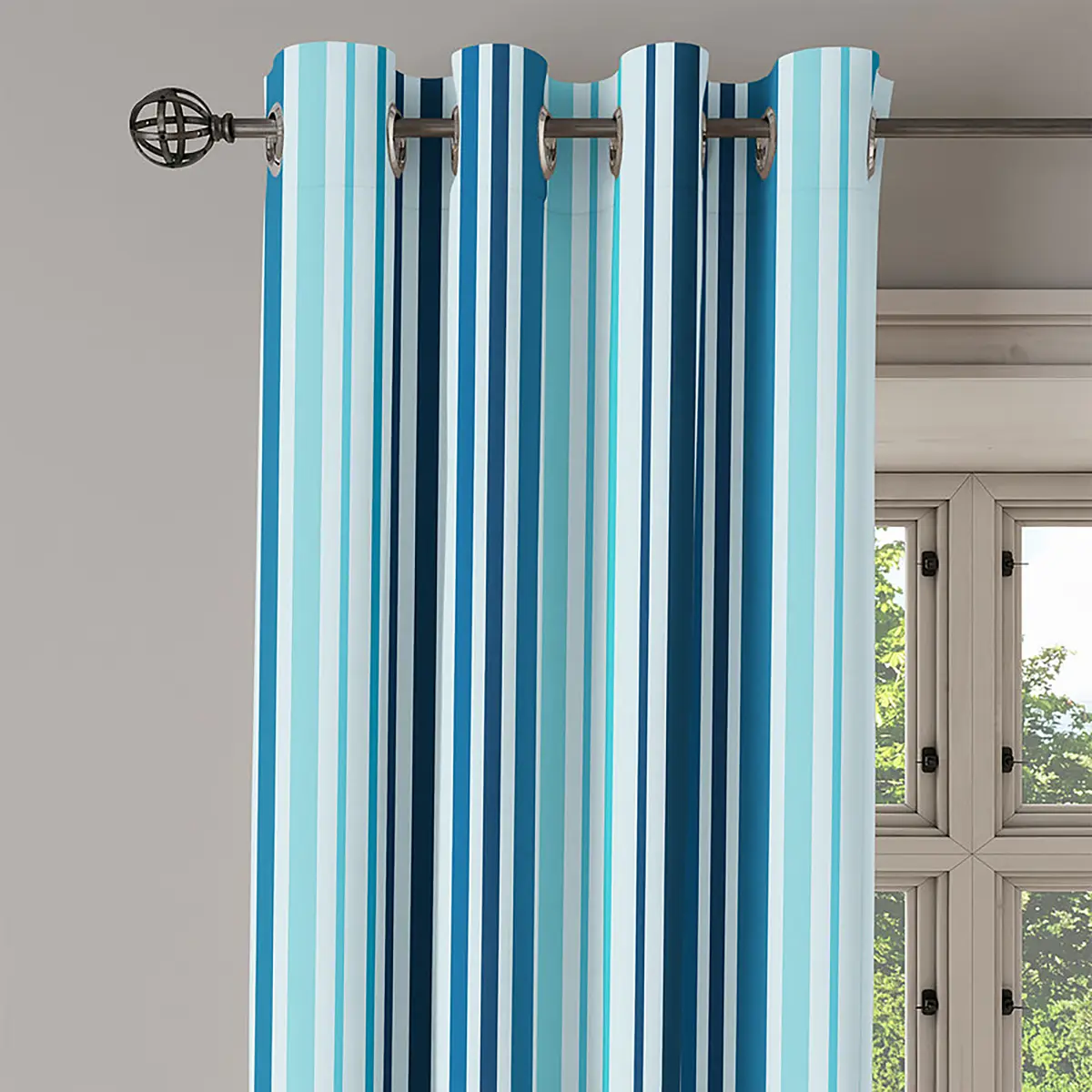 Ösenvorhang Stripes 2er-Set 225cm Blau/Hellblau/Dunkelblau | Blau