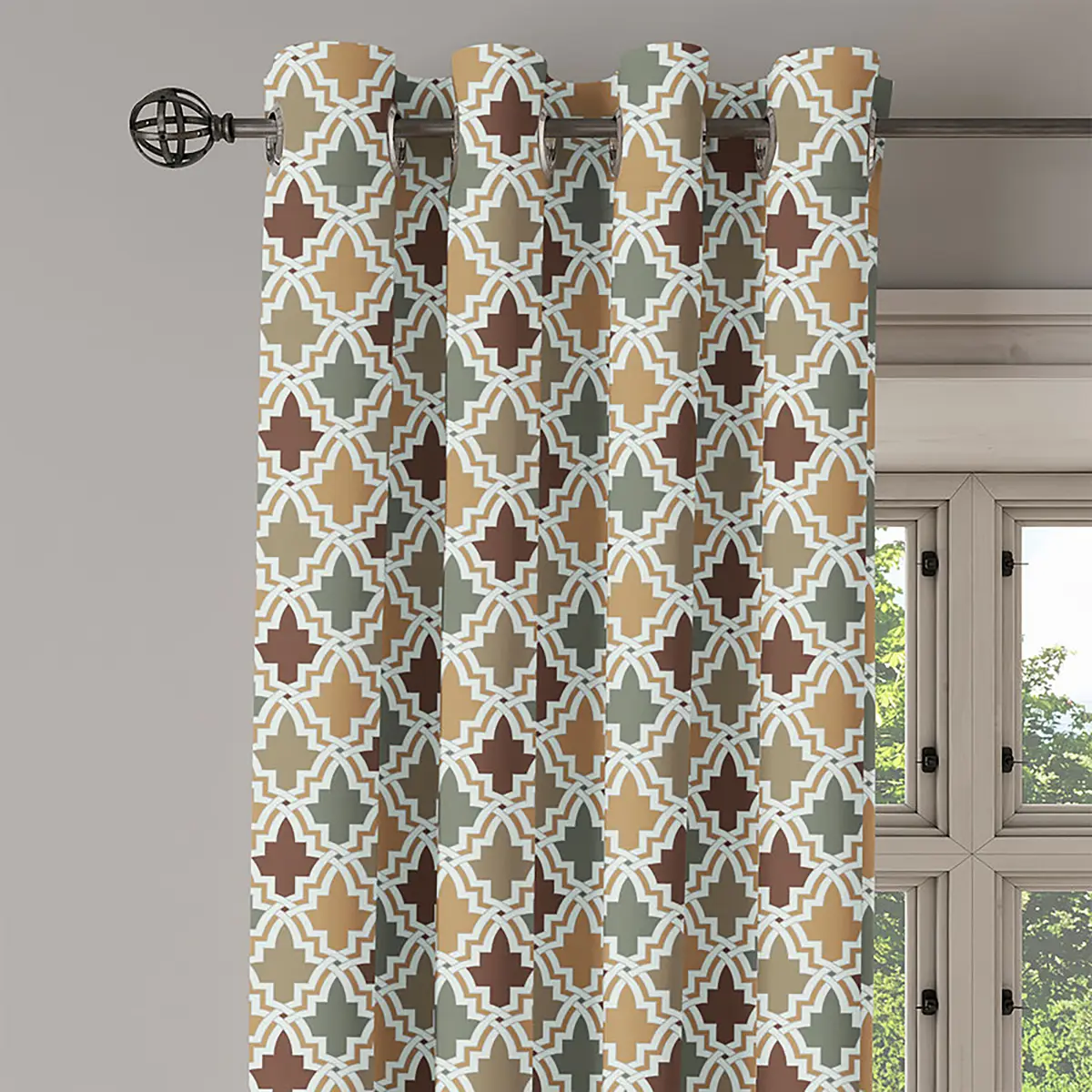 Ösenvorhang Maple Geometric | Braun
