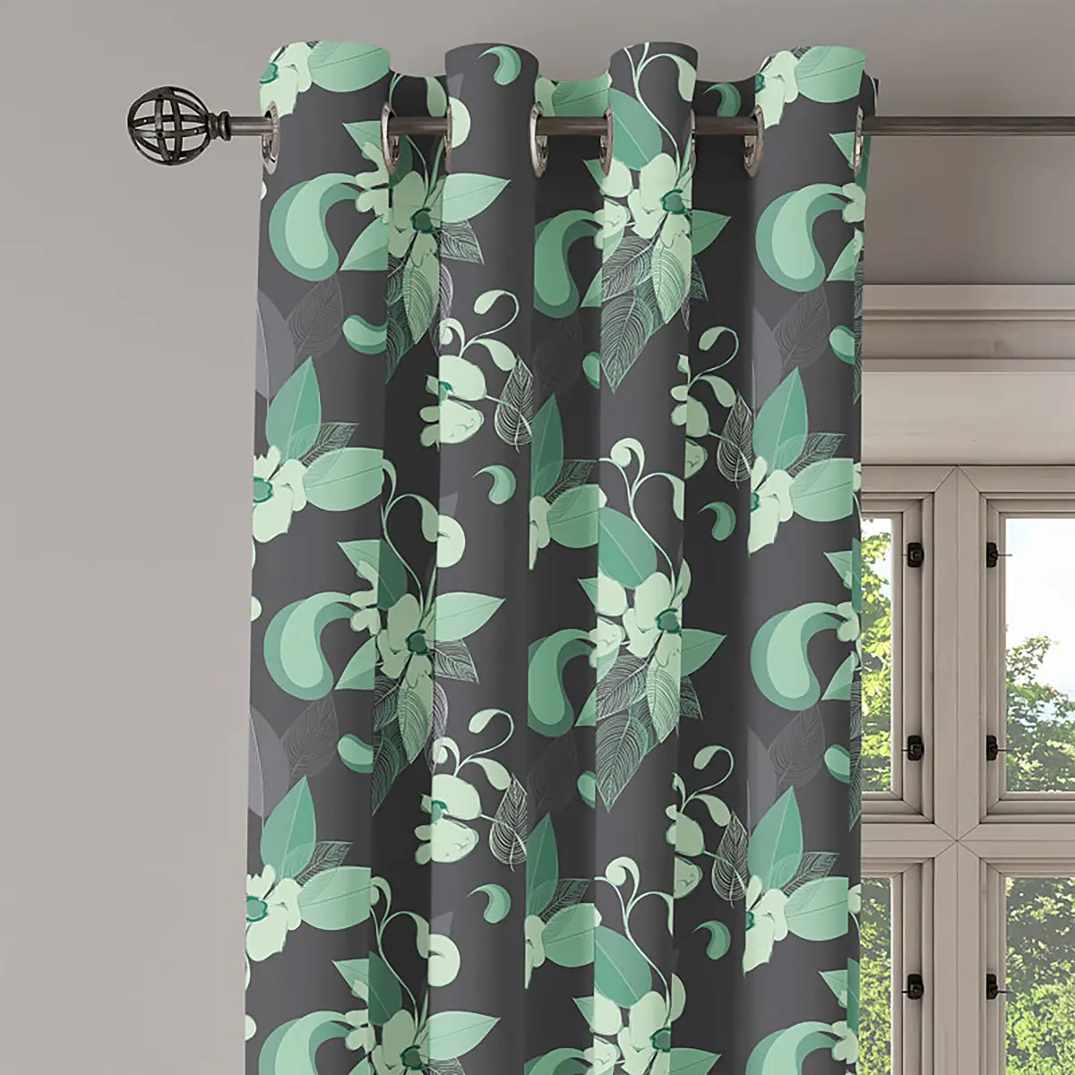 Ösenvorhang Orchidee | Grau