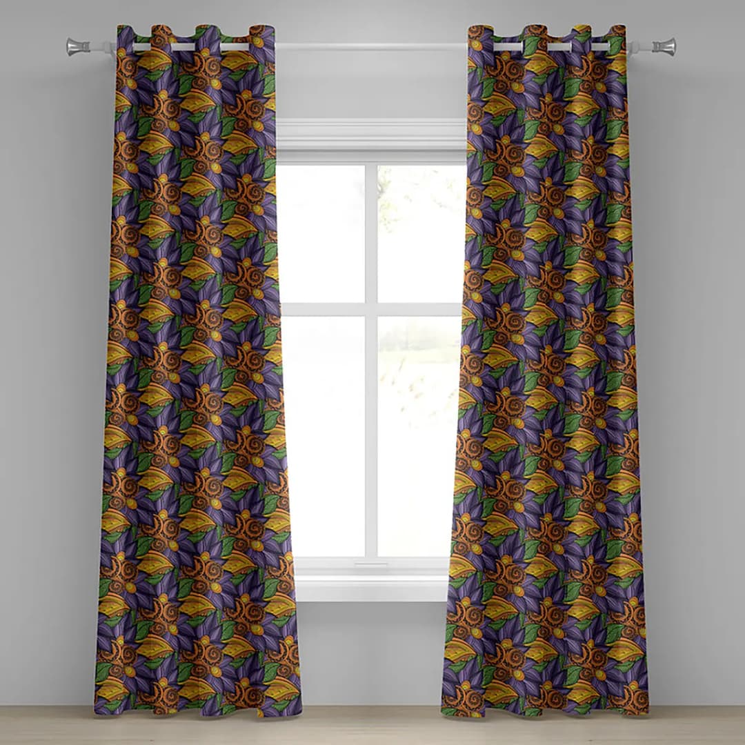 Ösenvorhang Mandala Blume 2er-Set 260cm Violett/Multicolor