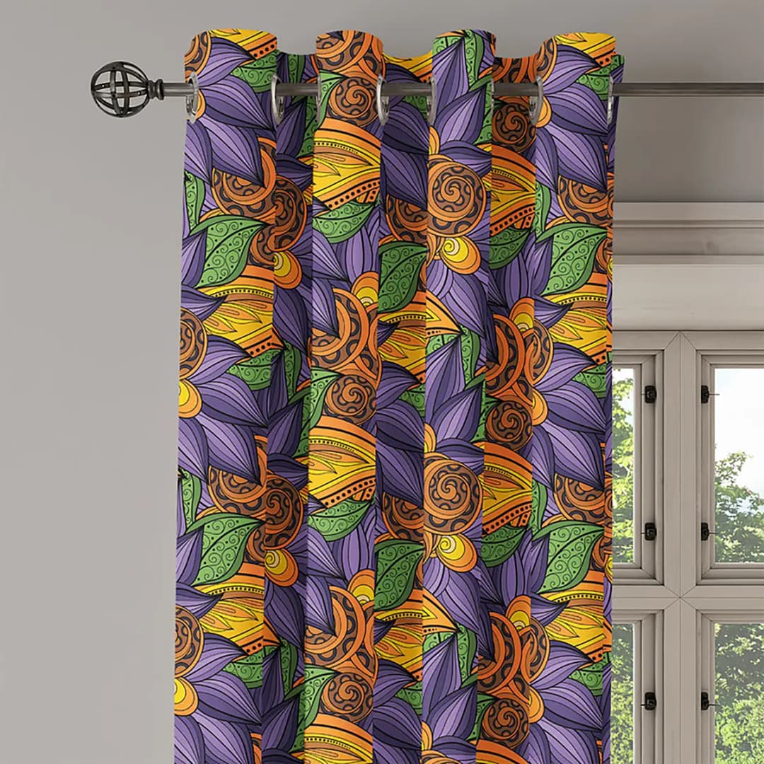 Ösenvorhang Mandala Blume 2er-Set 260cm Violett/Multicolor