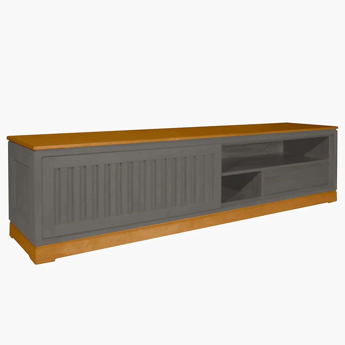 TV-Lowboard Geriffelt Pinie Massiv | Mehrfarbig