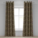 Ösenvorhang Paisley Tendrils 2er-Set 245cm Braun/Braun/Türkis | Braun