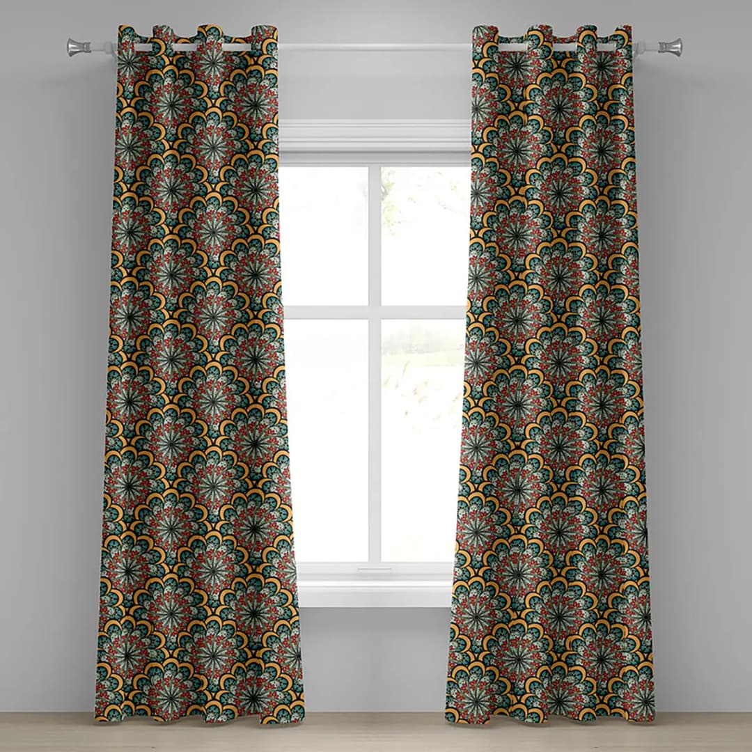 Ösenvorhang Mandala Flowers 2er-Set 245cm | Mehrfarbig