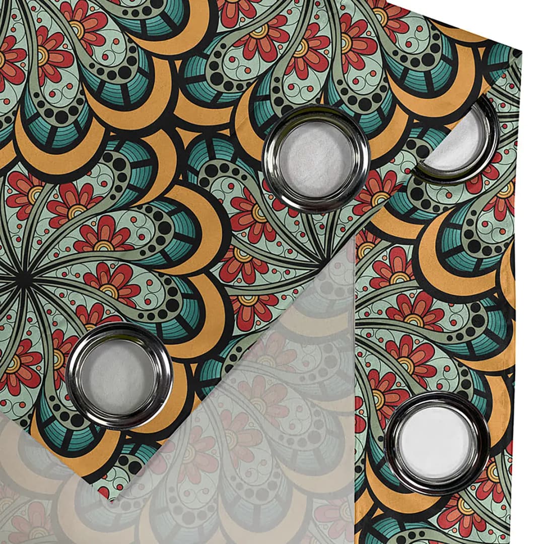 Ösenvorhang Mandala Flowers 2er-Set 245cm | Mehrfarbig