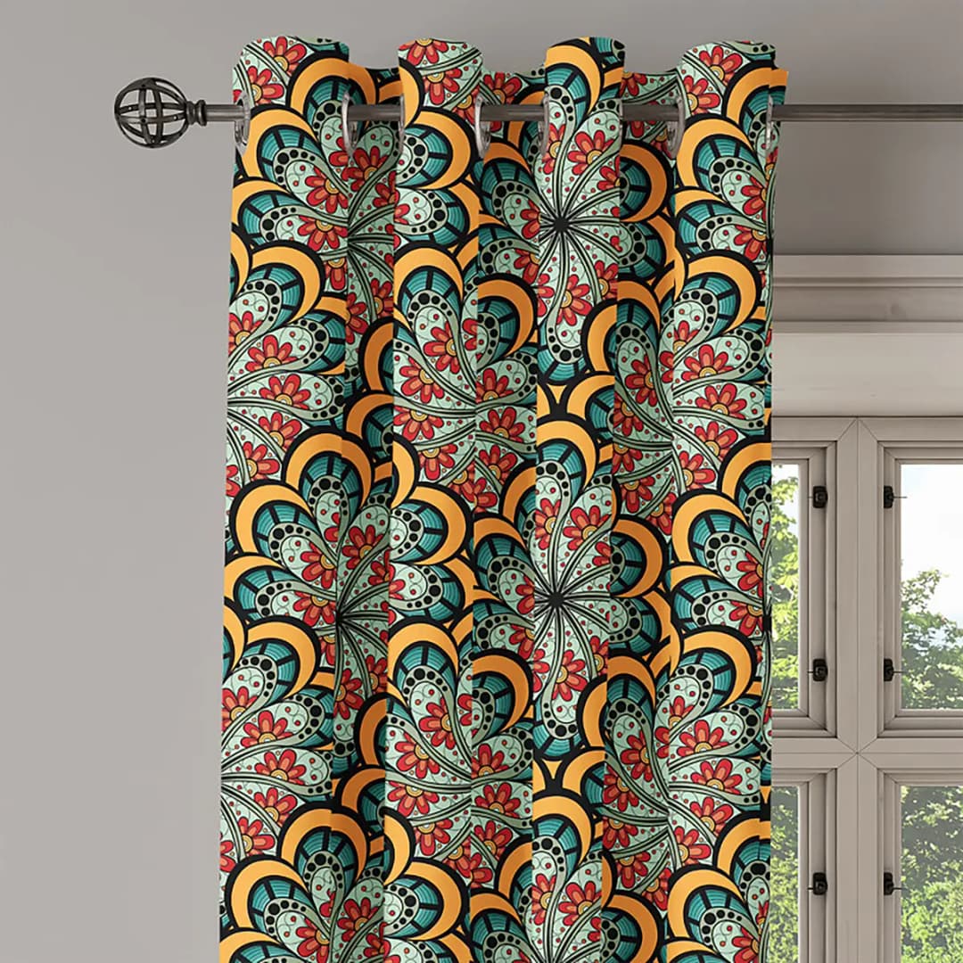 Ösenvorhang Mandala Flowers 2er-Set 245cm | Mehrfarbig
