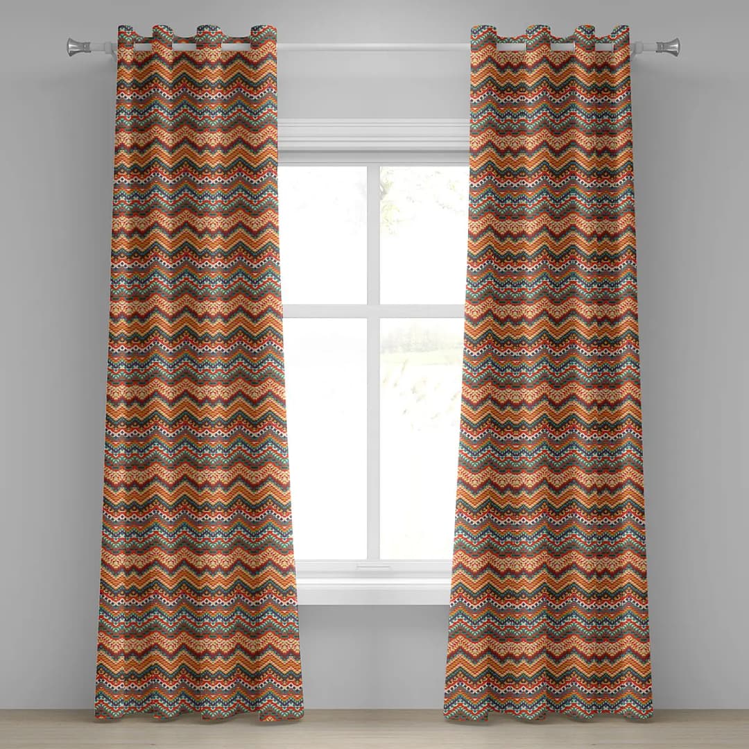 Ösenvorhang Zig Zag 2er-Set 245cm Multicolor | Mehrfarbig