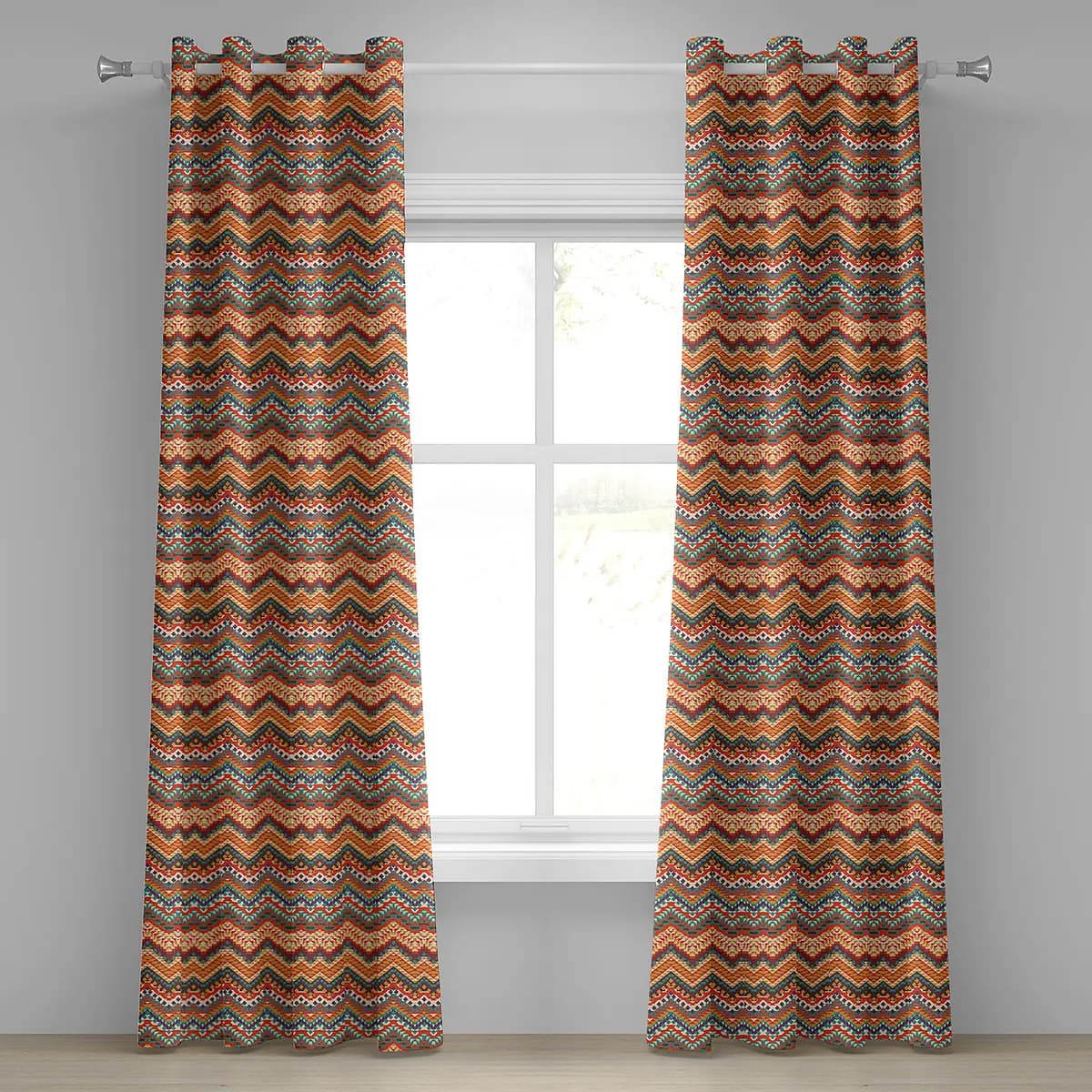Ösenvorhang Zig Zag 2er-Set 245cm Multicolor | Mehrfarbig