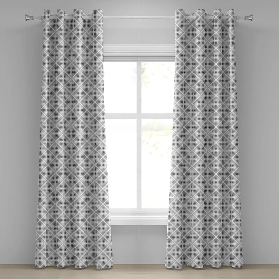 Ösenvorhang Visual Squares 2er-Set 245cm | Mehrfarbig