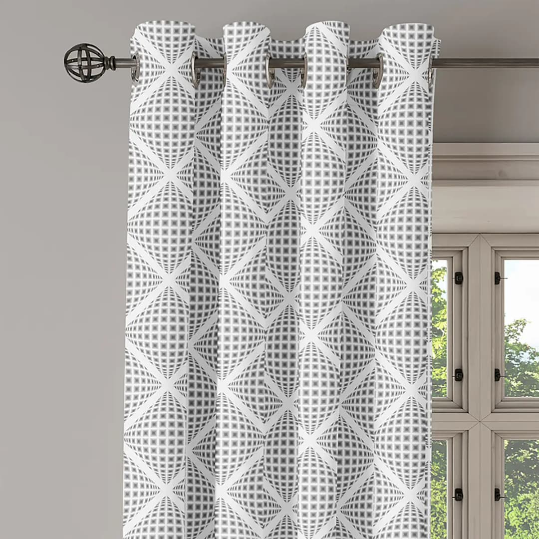 Ösenvorhang Visual Squares 2er-Set 245cm | Mehrfarbig