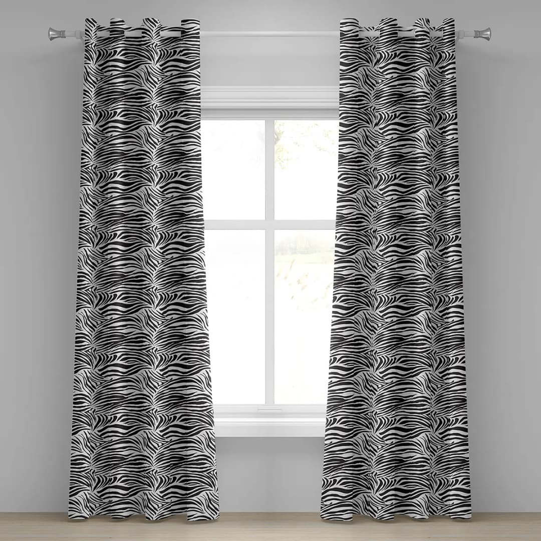 Ösenvorhang Zebra 2er-Set 245cm Weiß/Schwarz/Weiß | Mehrfarbig