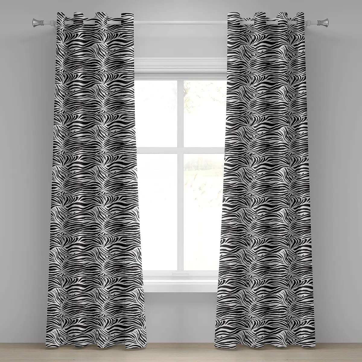 Ösenvorhang Zebra 2er-Set 245cm Weiß/Schwarz/Weiß | Mehrfarbig