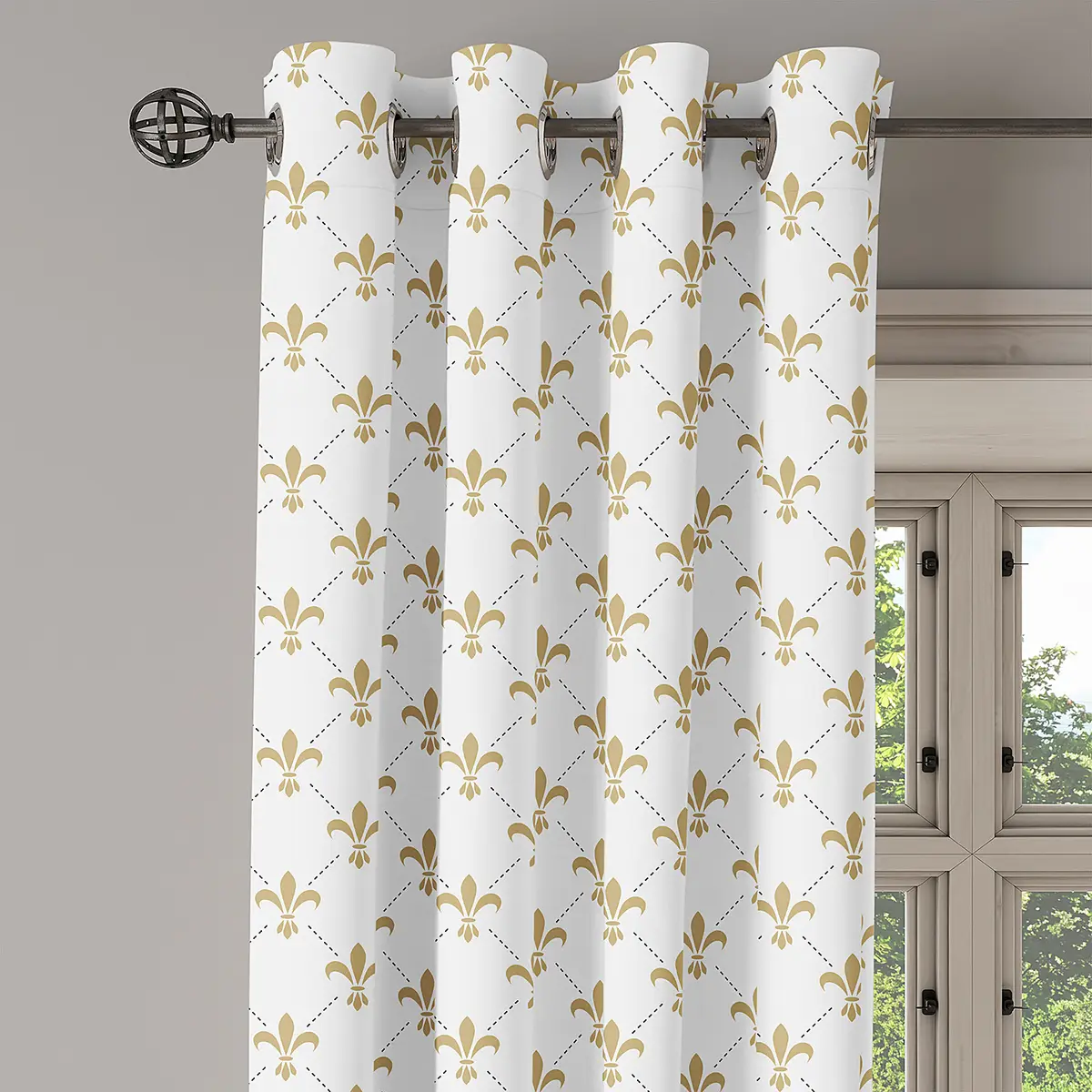 Ösenvorhang Französische Lilie 2er-Set 245cm | Weiß
