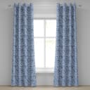 Ösenvorhang Paisley 2er-Set 245cm Blau/Blau/Weiß | Blau