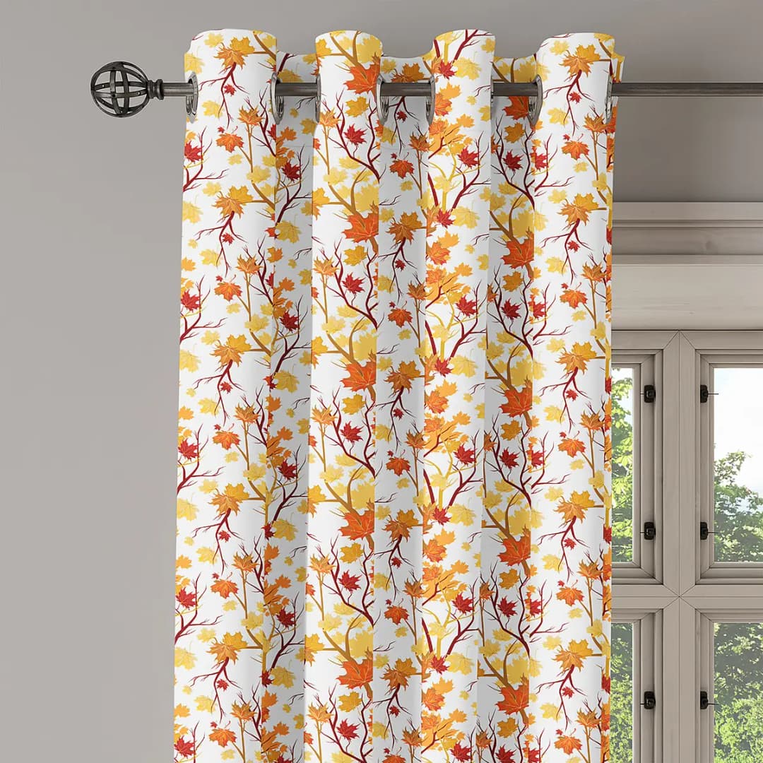 Ösenvorhang Maple Leaves 2er-Set 260cm Gelb/Gelb/Orange | Gelb