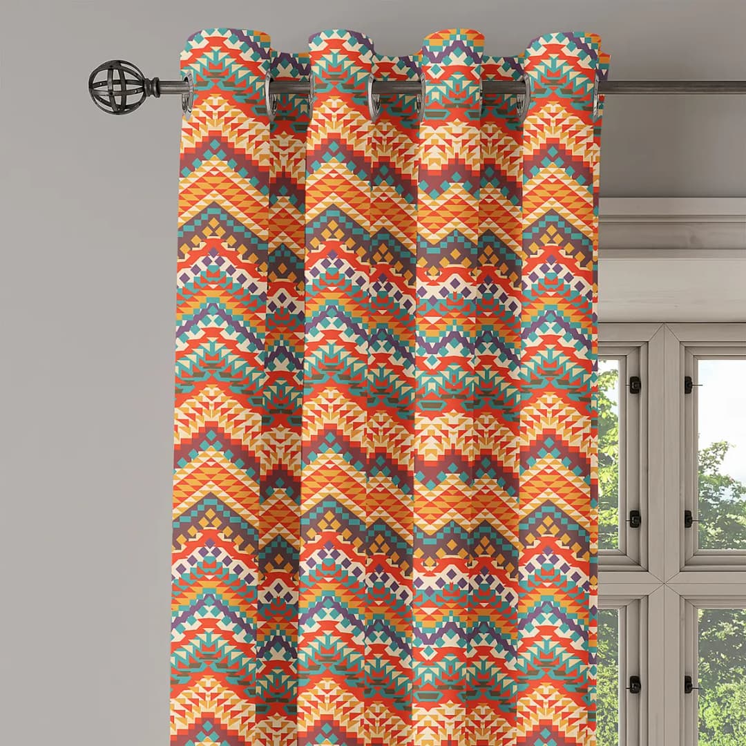 Ösenvorhang Zig Zag 2er-Set 260cm Multicolor | Mehrfarbig