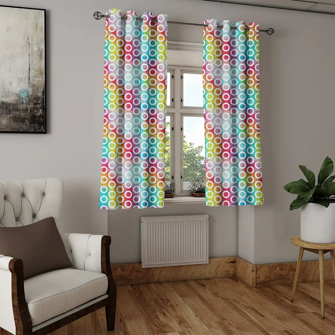 Ösenvorhang Digitale Kreise 2er-Set 175cm Multicolor/Multicolor