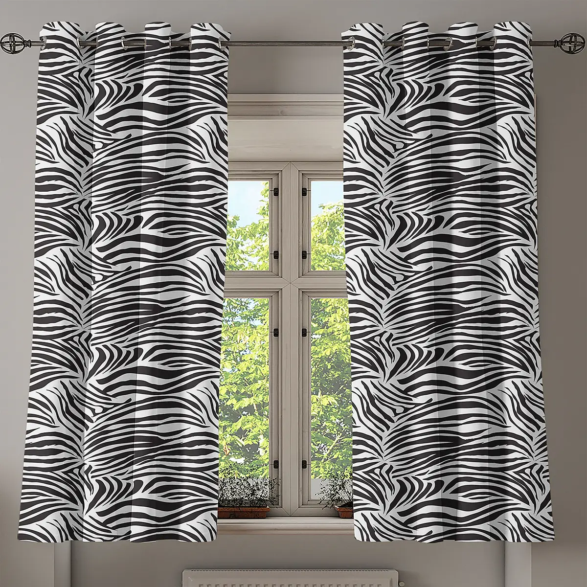 Ösenvorhang Zebra | Mehrfarbig