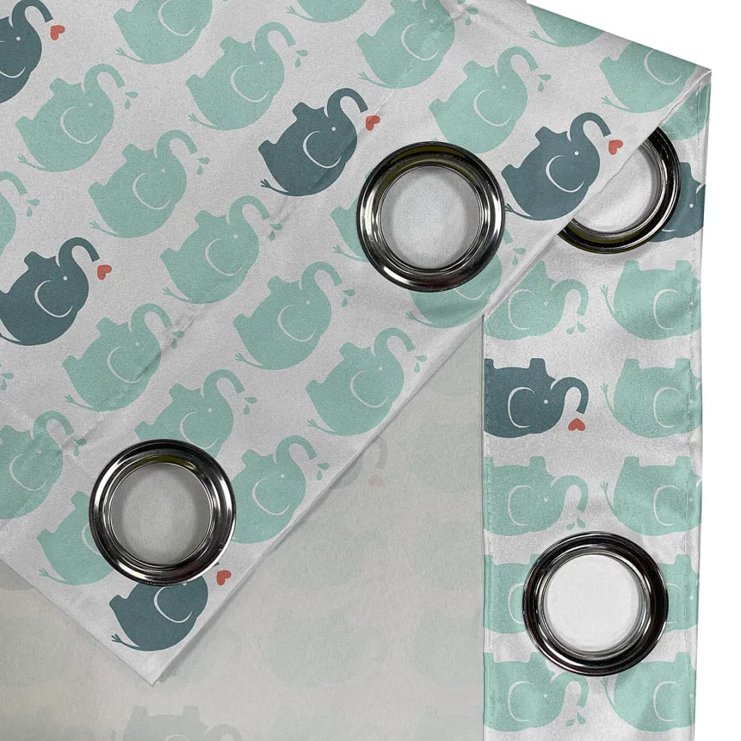 Ösenvorhang Elephant 2er-Set 175cm Türkis/Türkis/Weiß | Türkis