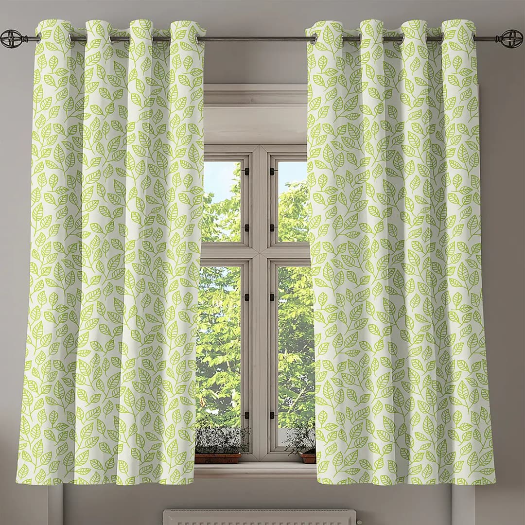 Ösenvorhang Orme Blätter 2er-Set 175cm Beige/Limette/Creme | Beige