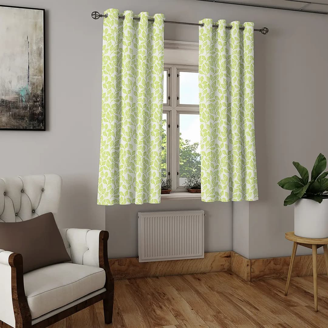 Ösenvorhang Orme Blätter 2er-Set 175cm Beige/Limette/Creme | Beige