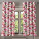 Ösenvorhang Pinke Rosen 2er-Set 175cm | Weiß