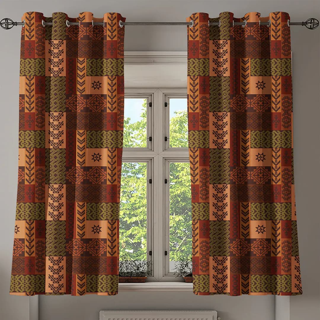 Ösenvorhang Autumn 175cm Pink/Braun/Grün | Mehrfarbig