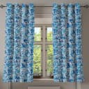 Ösenvorhang Flower Tendrils 2er-Set 175cm Blau/Hellblau/Dunkelblau