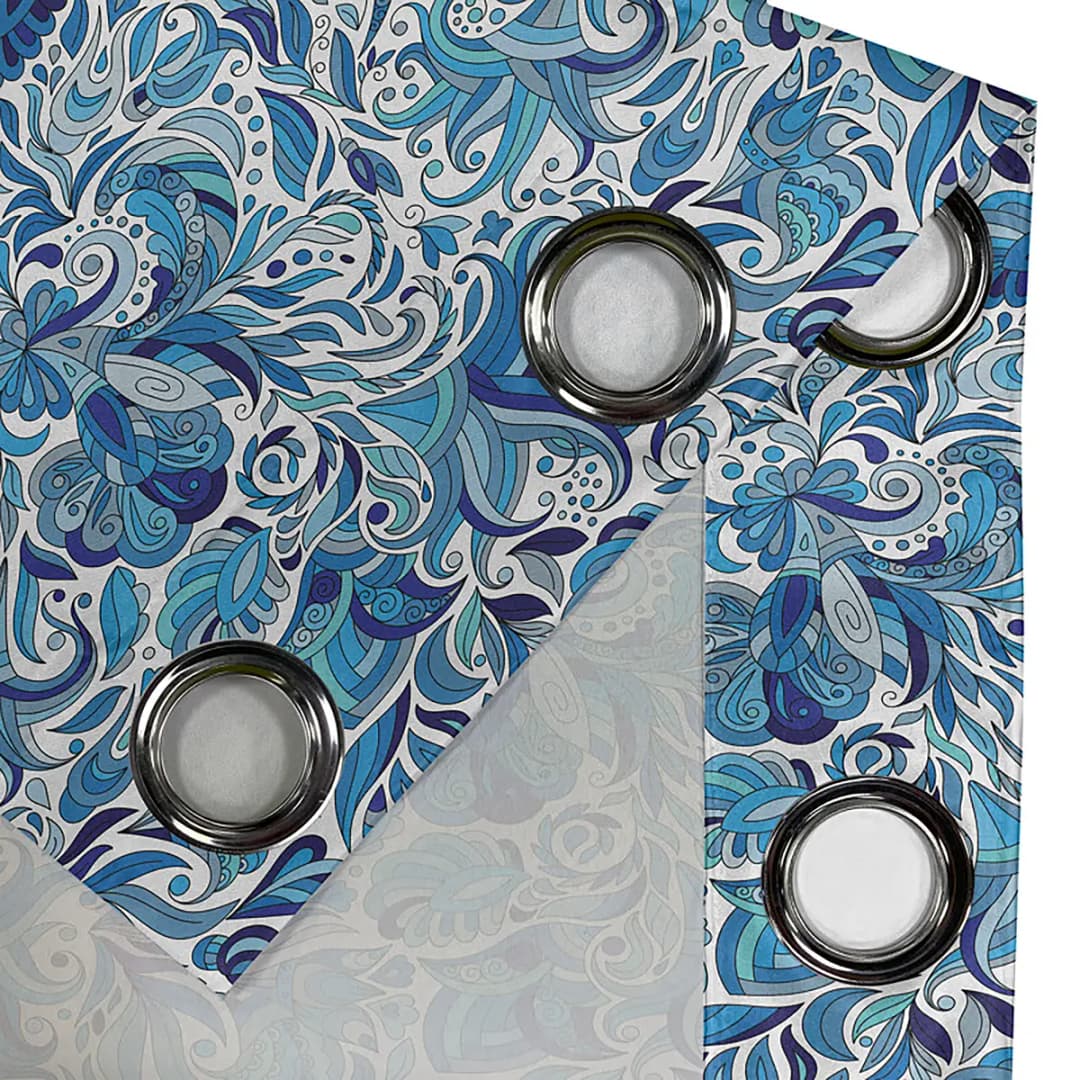 Ösenvorhang Flower Tendrils 2er-Set 175cm Blau/Hellblau/Dunkelblau
