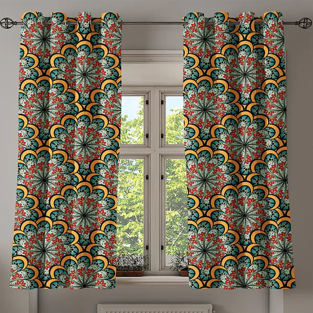 Ösenvorhang Mandala Flowers | Mehrfarbig