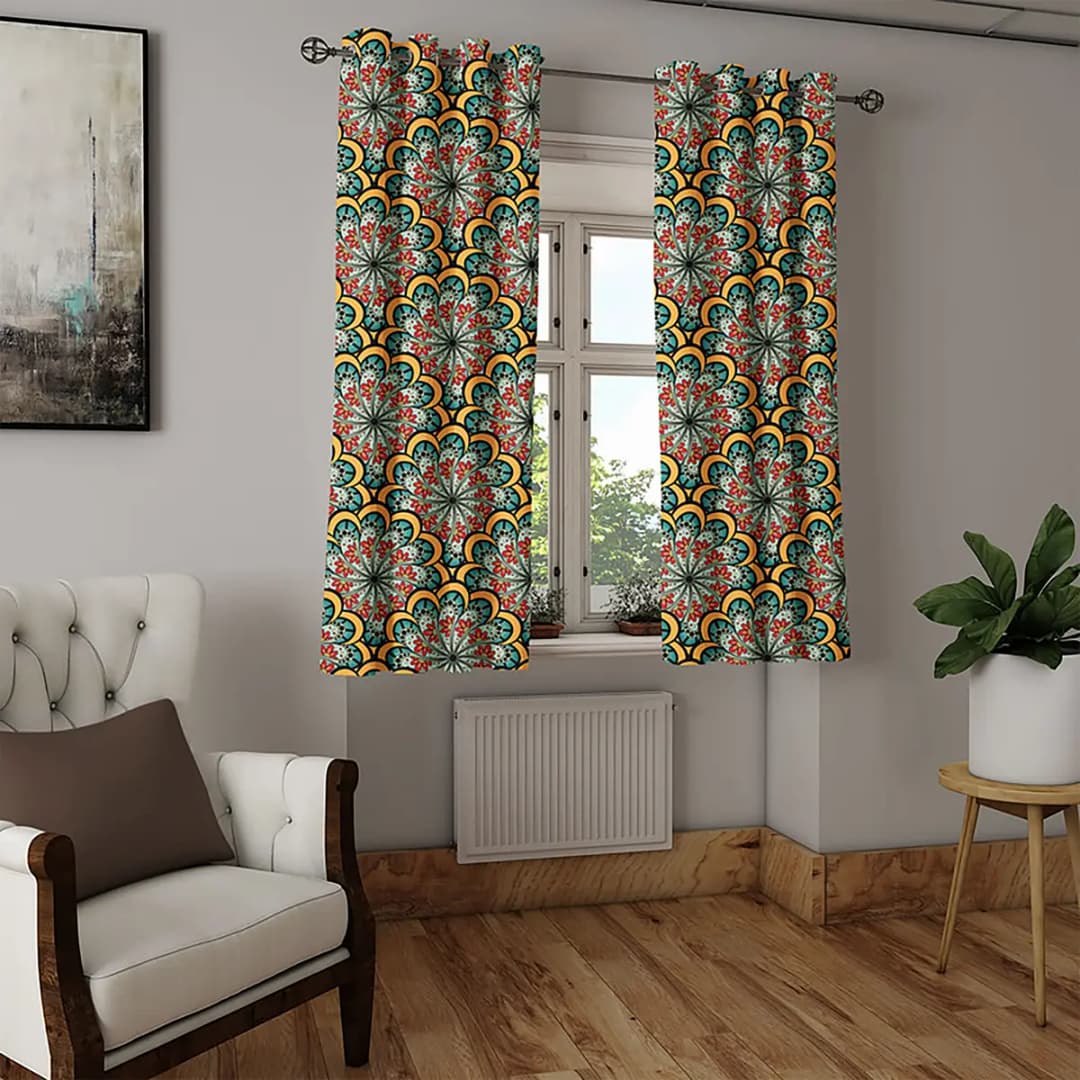 Ösenvorhang Mandala Flowers | Mehrfarbig