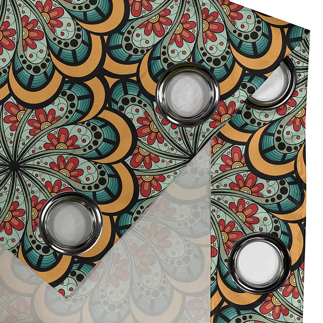 Ösenvorhang Mandala Flowers | Mehrfarbig