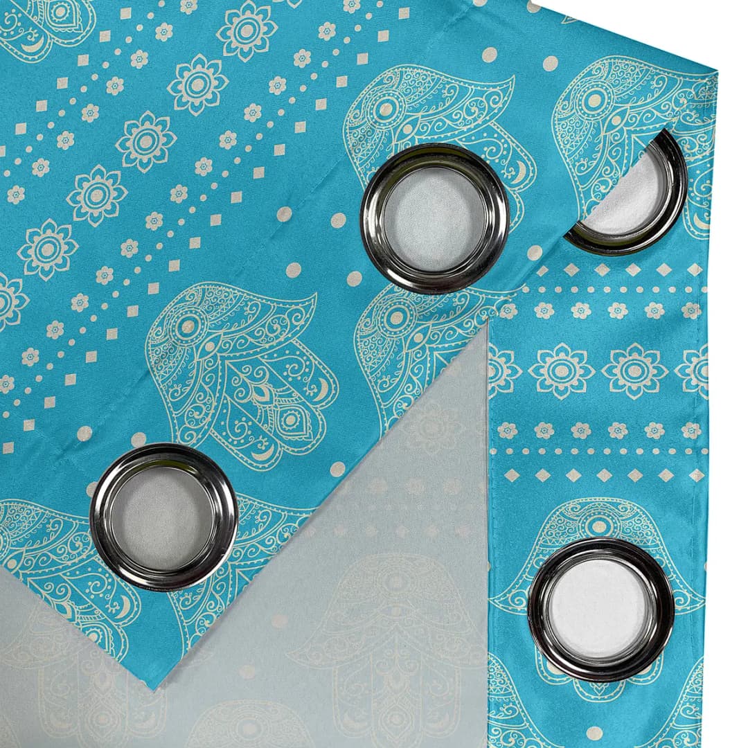 Ösenvorhang Hamsa 2er-Set 225cm Blau/Hellblau | Blau