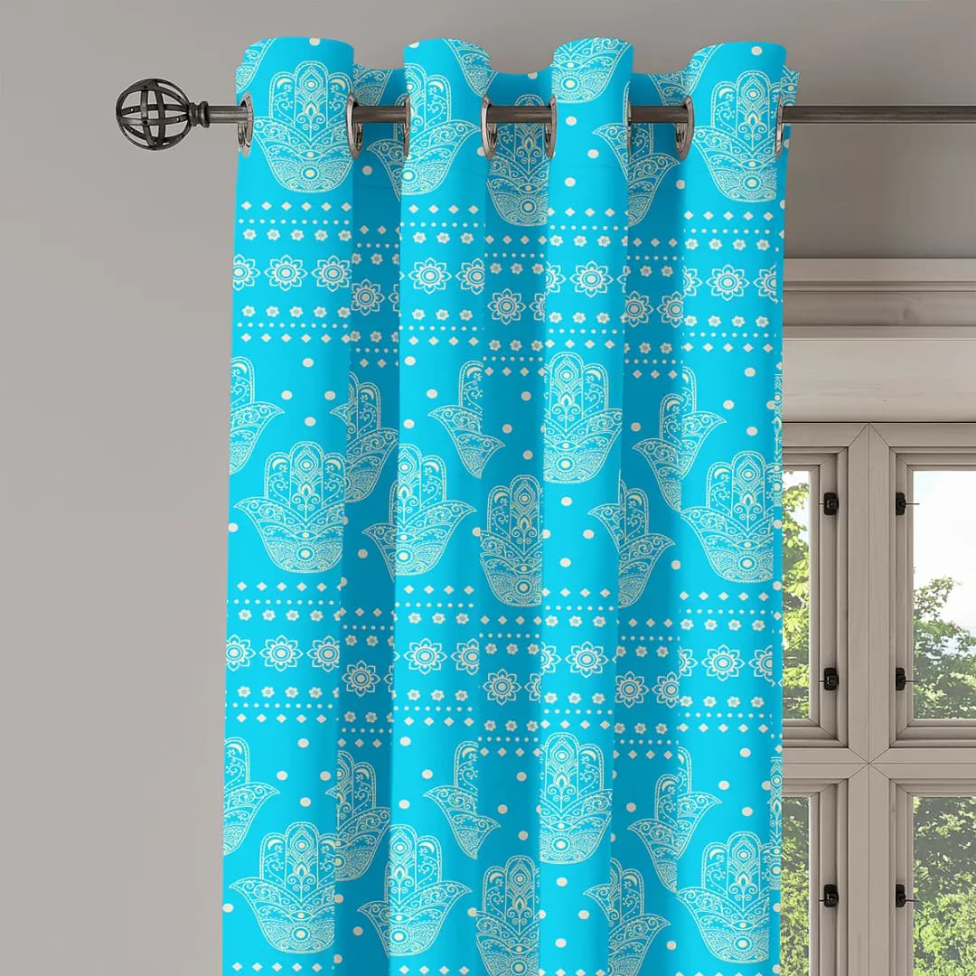 Ösenvorhang Hamsa 2er-Set 225cm Blau/Hellblau | Blau