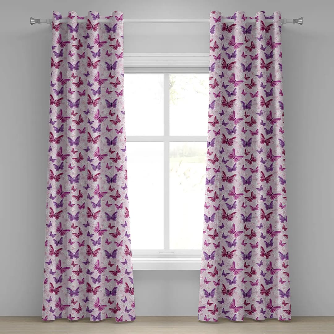 Ösenvorhang Butterfly 2er-Set 225cm | Mehrfarbig