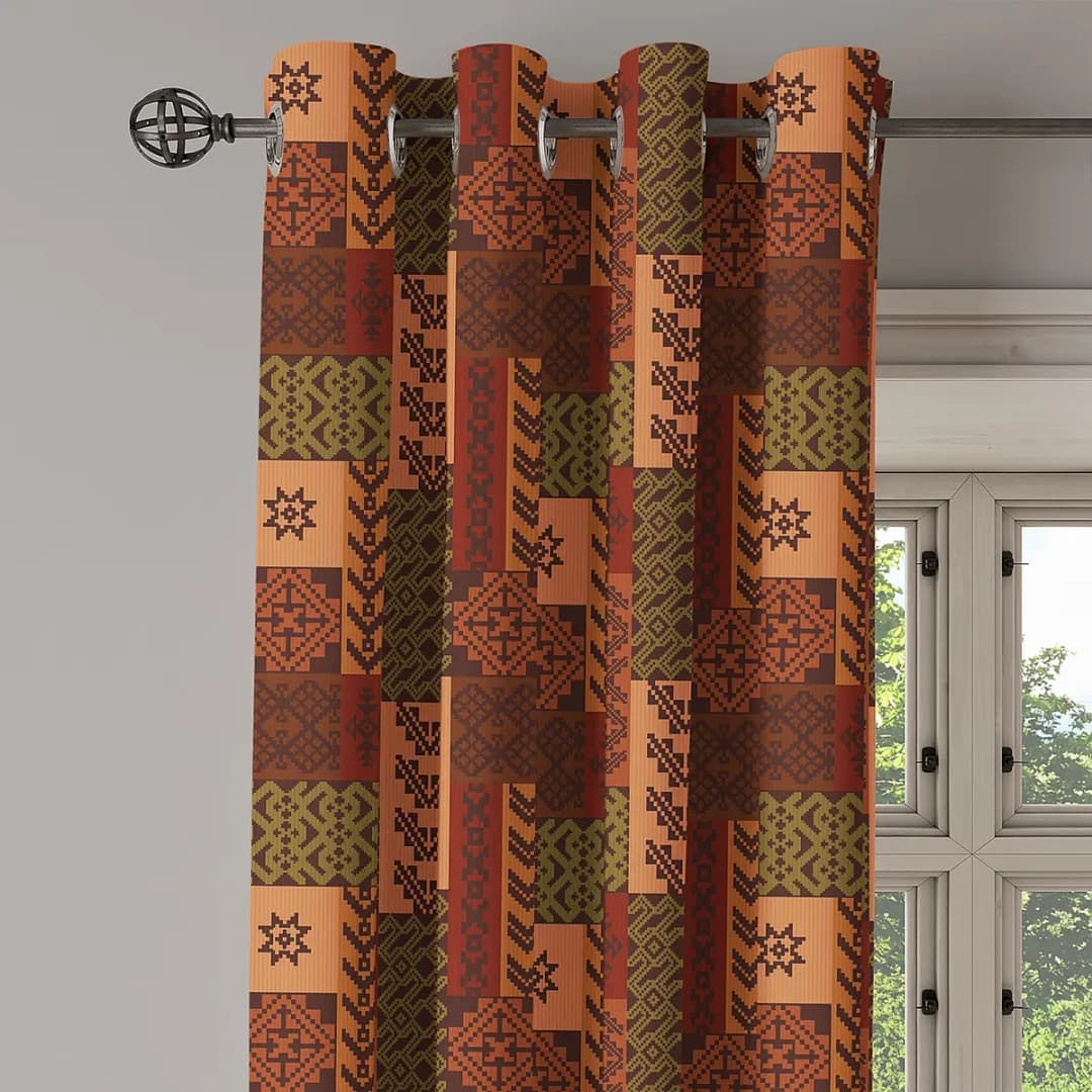 Ösenvorhang Autumn 2er-Set 225cm | Mehrfarbig