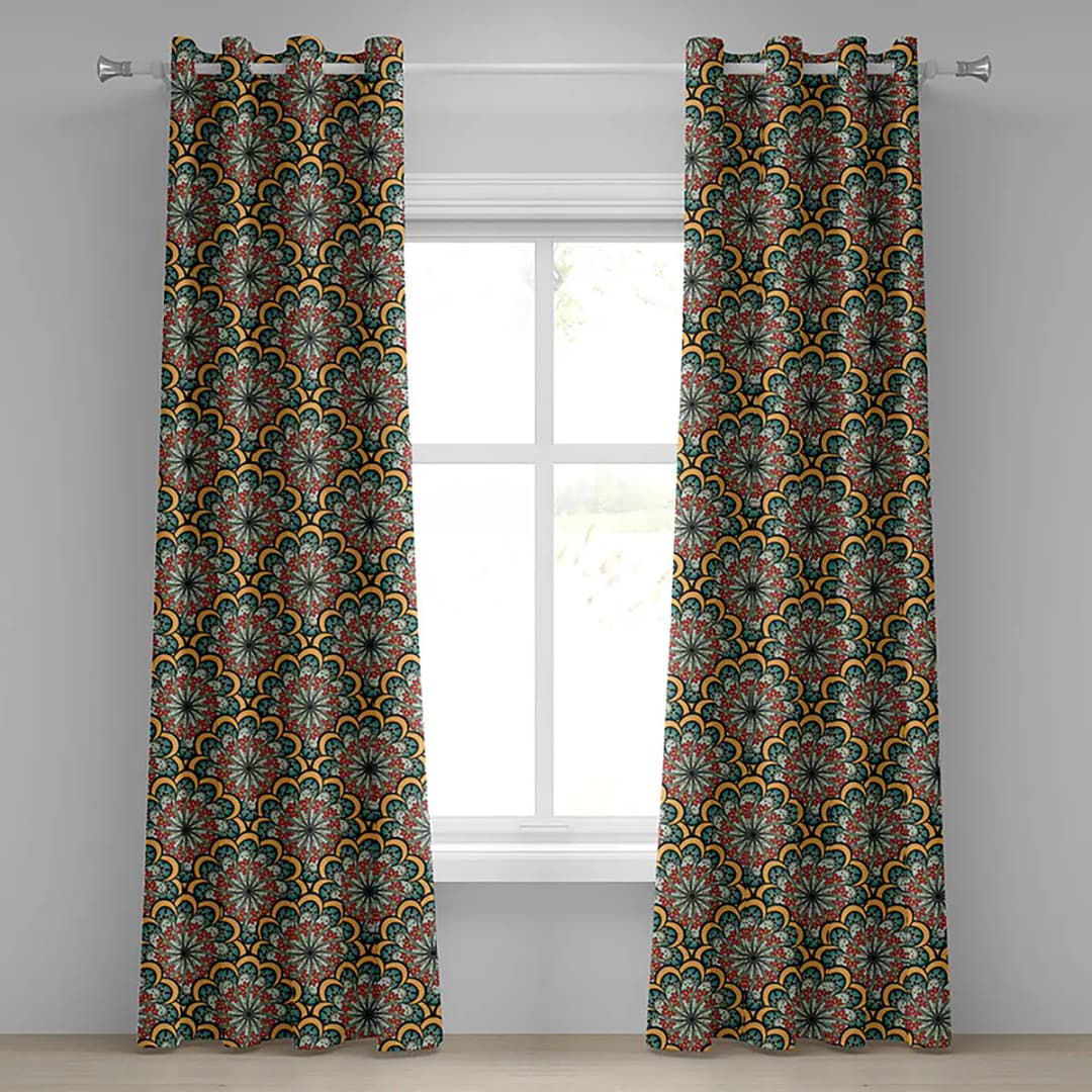 Ösenvorhang Mandala Flowers 2er-Set 225cm | Mehrfarbig