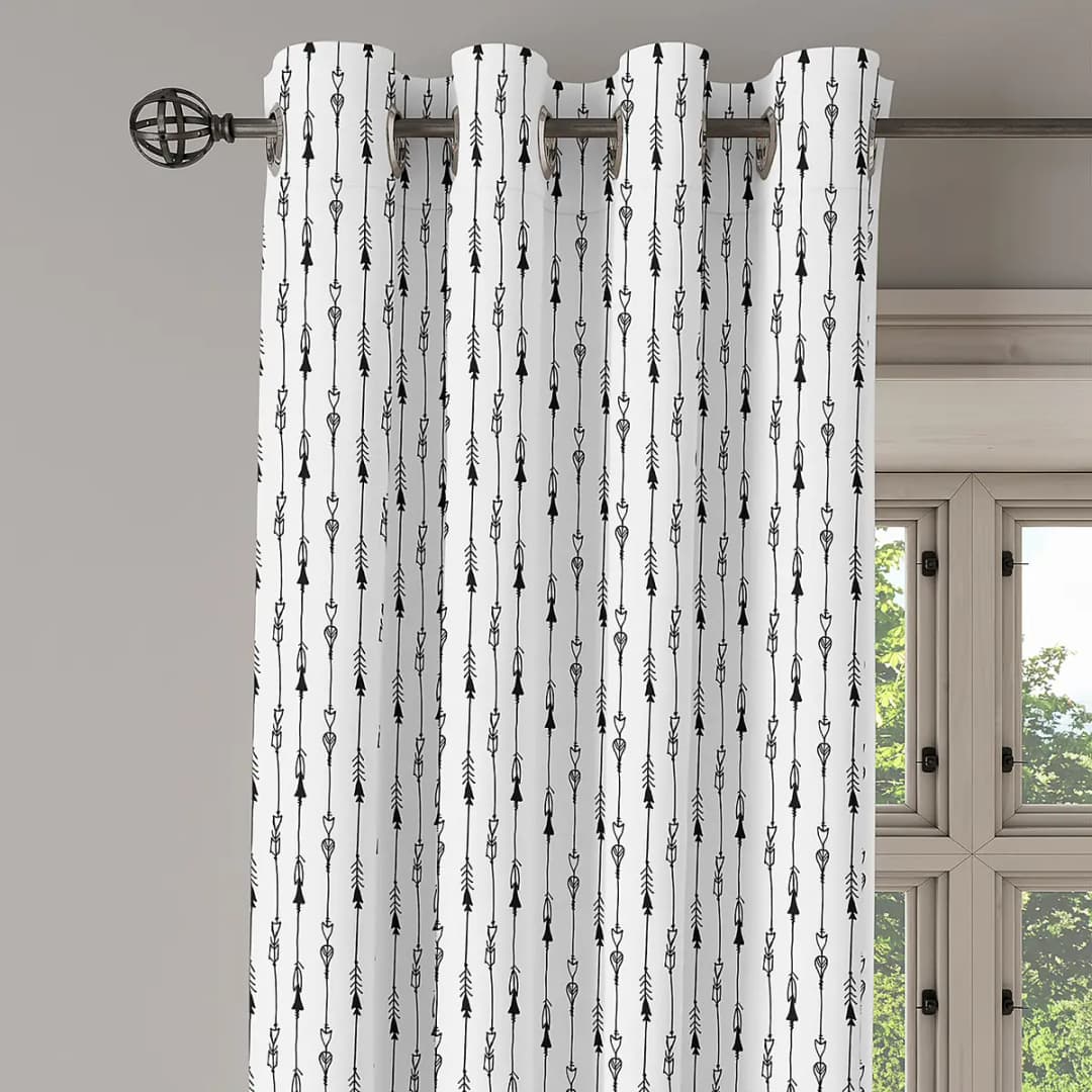 Ösenvorhang Arrow 2er-Set 260cm Grau/Weiß/Schwarz | Grau