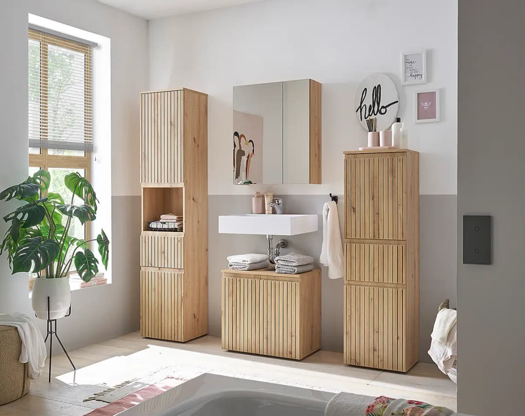 Waschbeckenunterschrank Türen 60cm Braun/Eiche Artisan Dekor