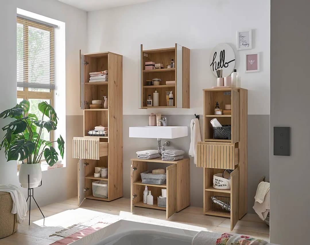 Waschbeckenunterschrank Türen 60cm Braun/Eiche Artisan Dekor