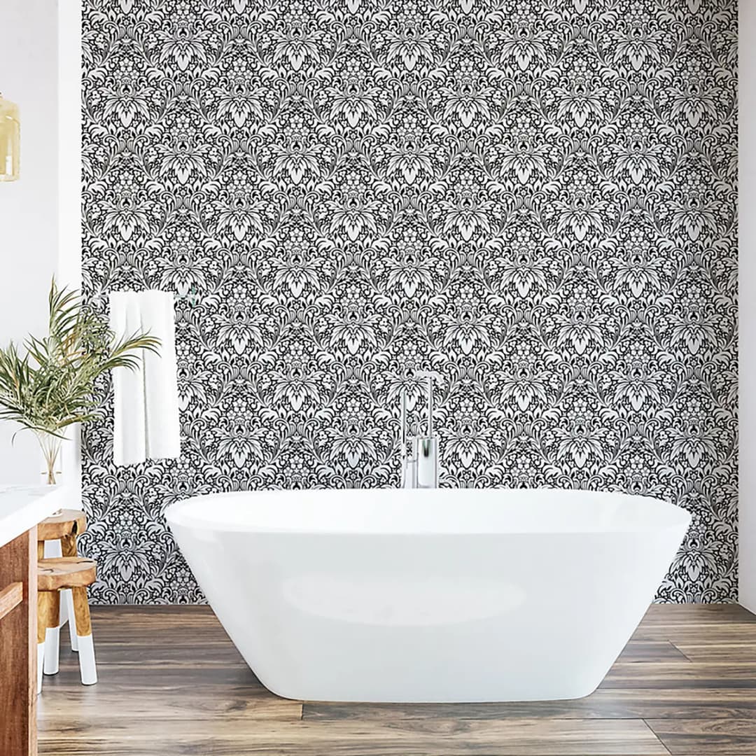 Tapete White Damask 90cm | Grau