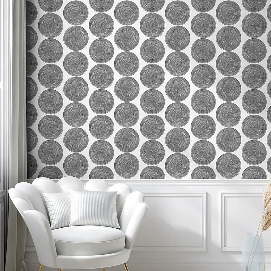 Tapete Black and White Squiggle 90cm | Schwarz