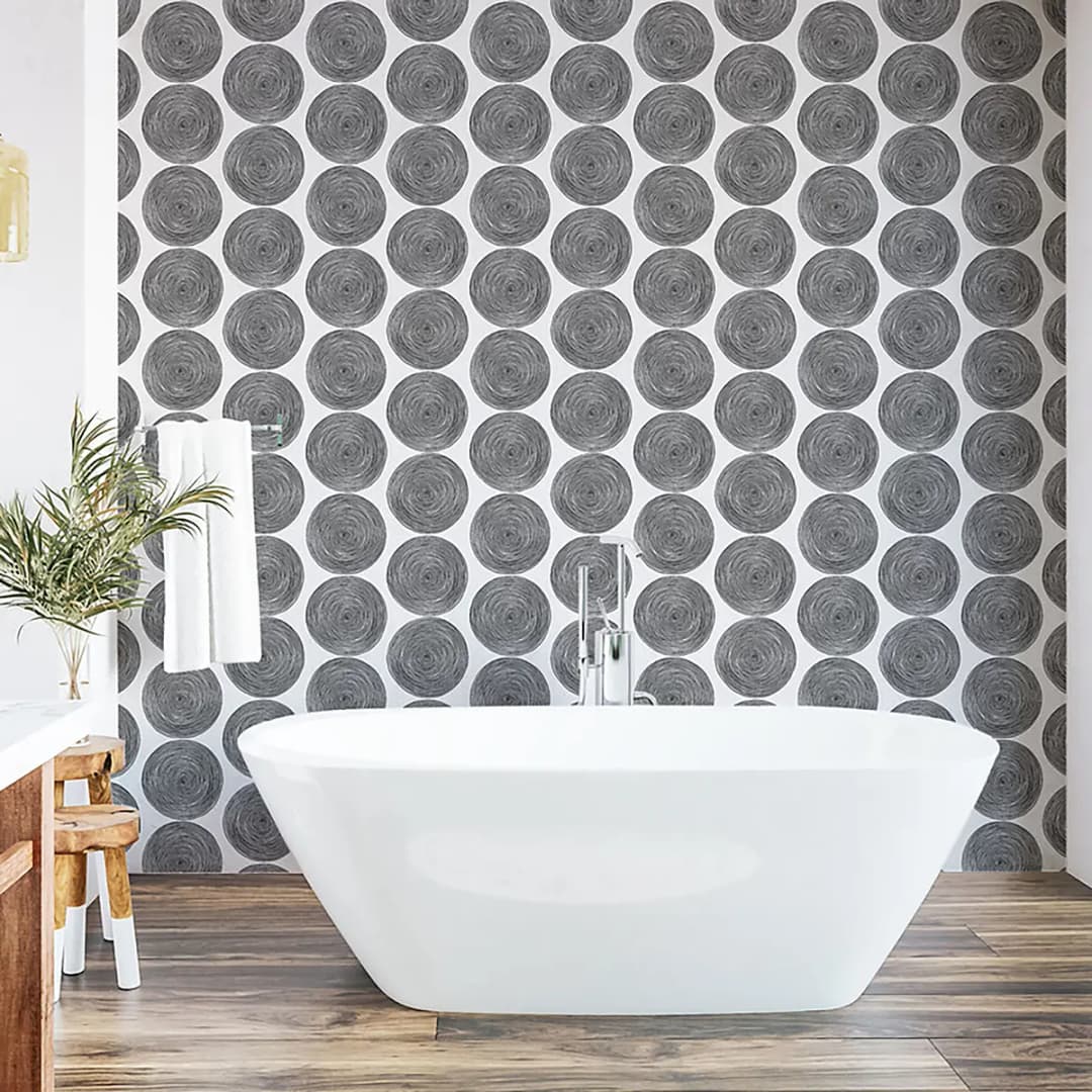 Tapete Black and White Squiggle 180cm | Schwarz