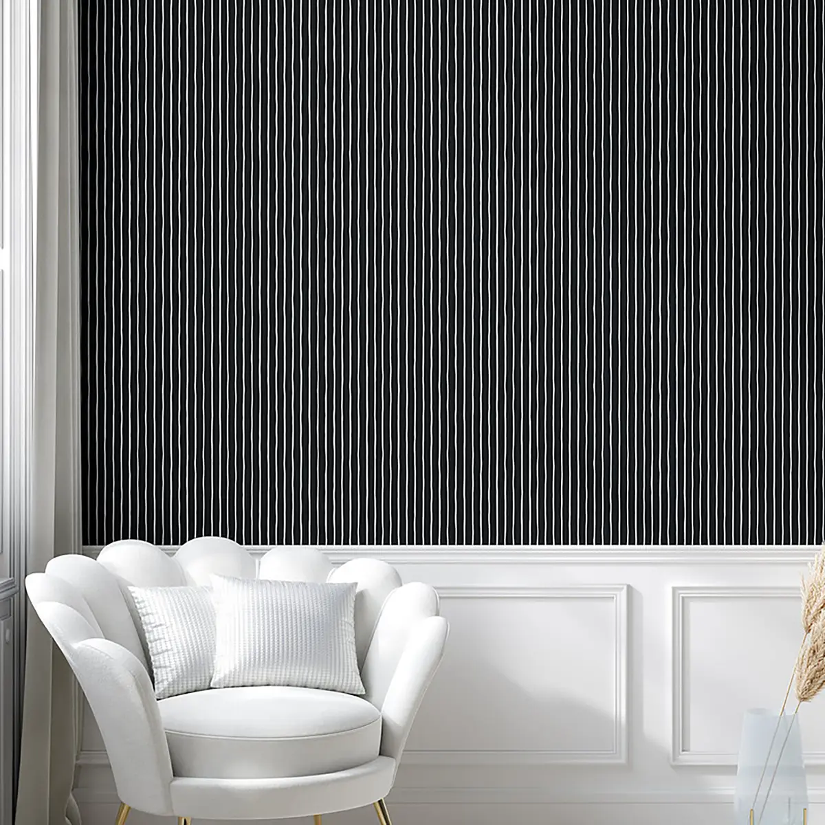 Tapete Pinstripe | Schwarz