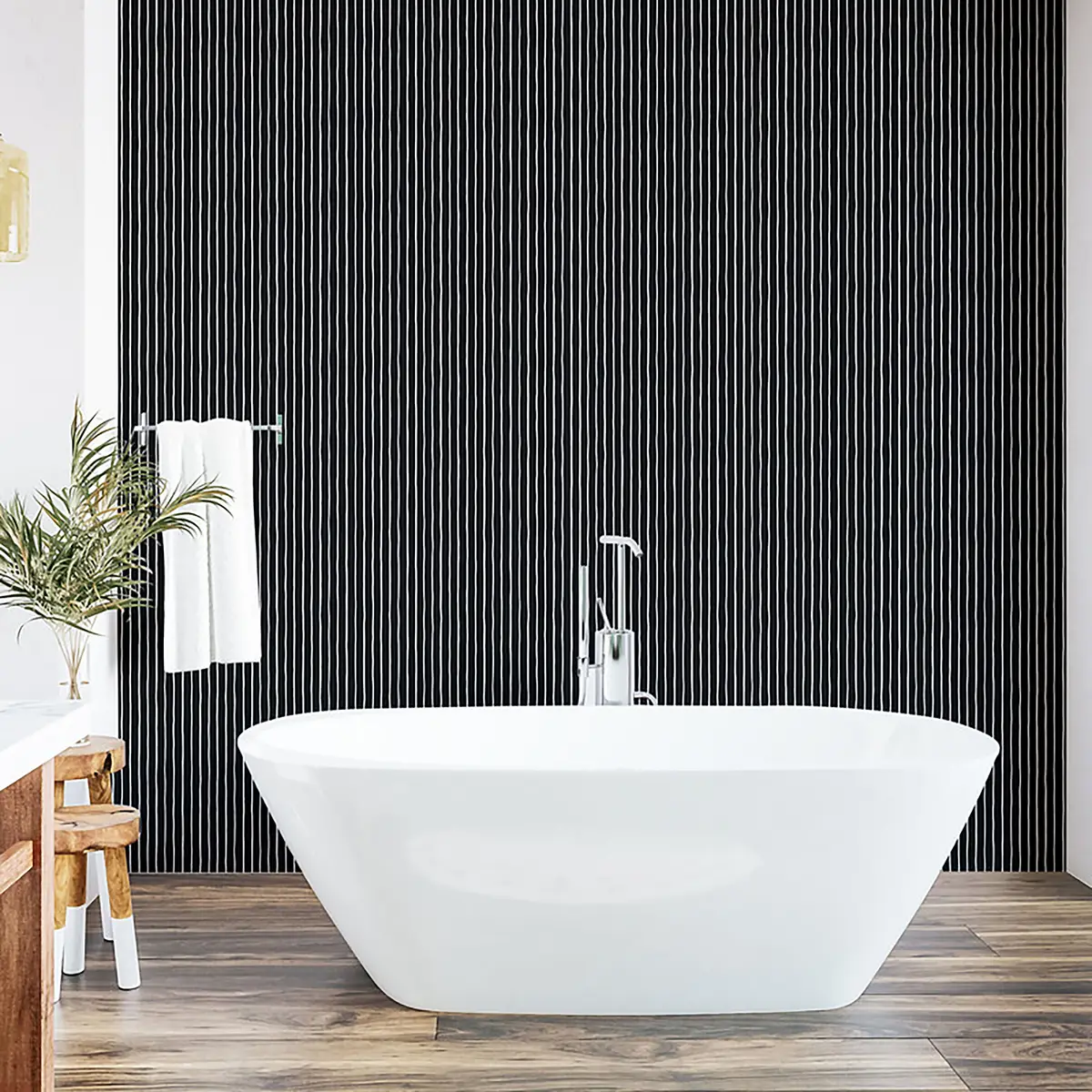 Tapete Pinstripe | Schwarz