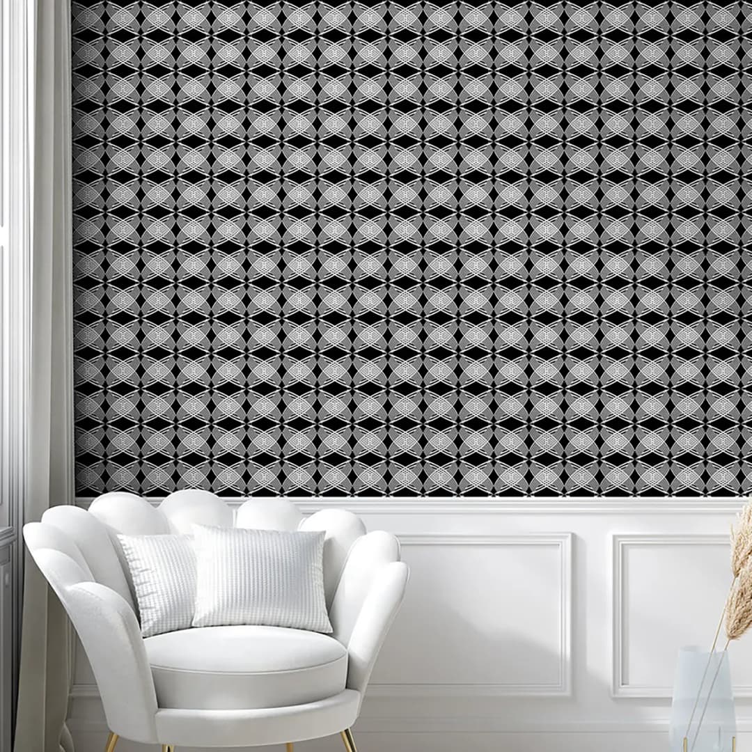 Tapete Black and White Circle 90cm | Schwarz